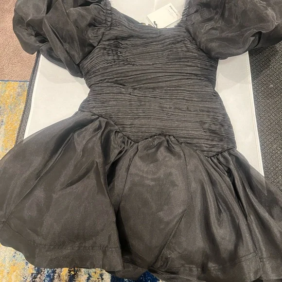 aje black puff sleeve dress Twyla Midi Dress main image 1